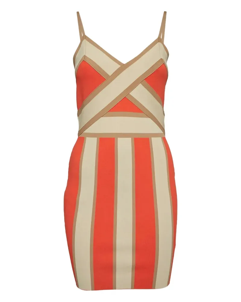 Elisabetta Franchi 2024 gestreiftes Bandage Minikleid - Orange Orange