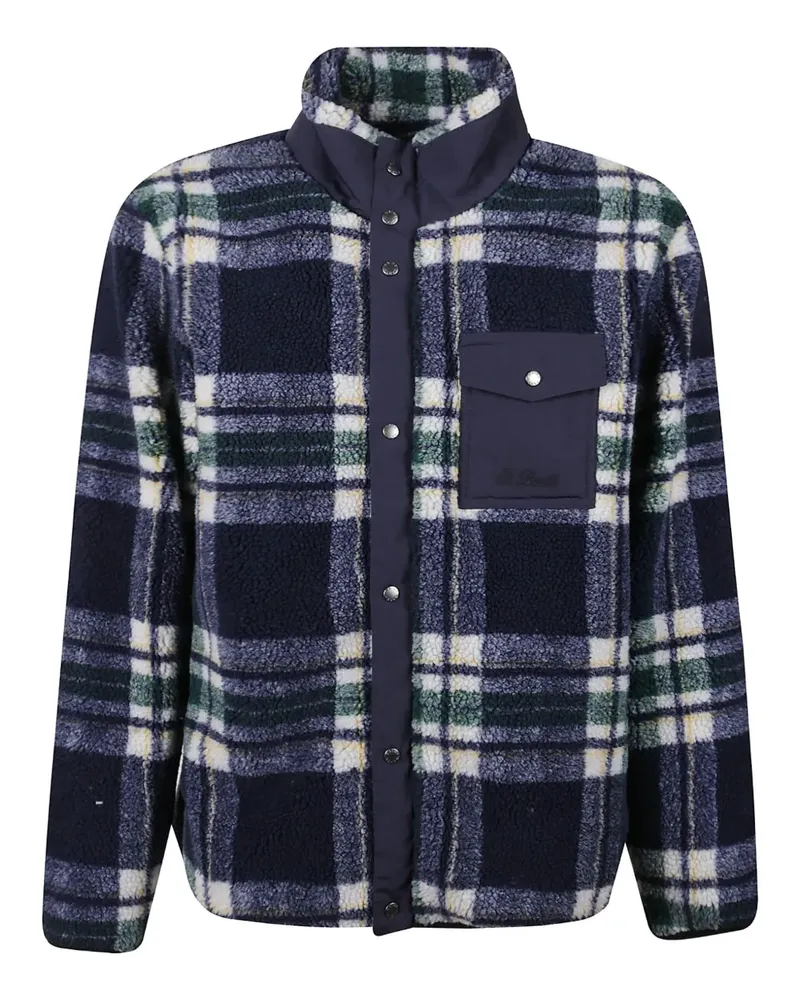 MC2 Saint Barth Bestickte Fleecejacke mit Schottenkaro - Blau Blau