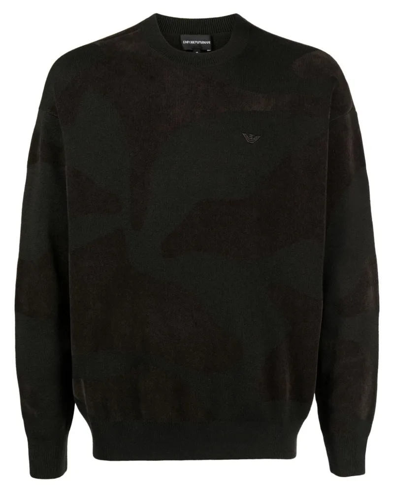 Emporio Armani Pullover mit Camouflagemuster Grün