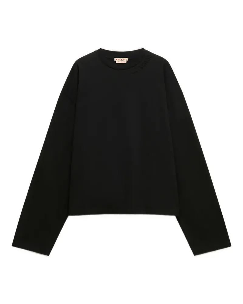 Marni Langarmshirt mit Logo-Patch - Schwarz Schwarz