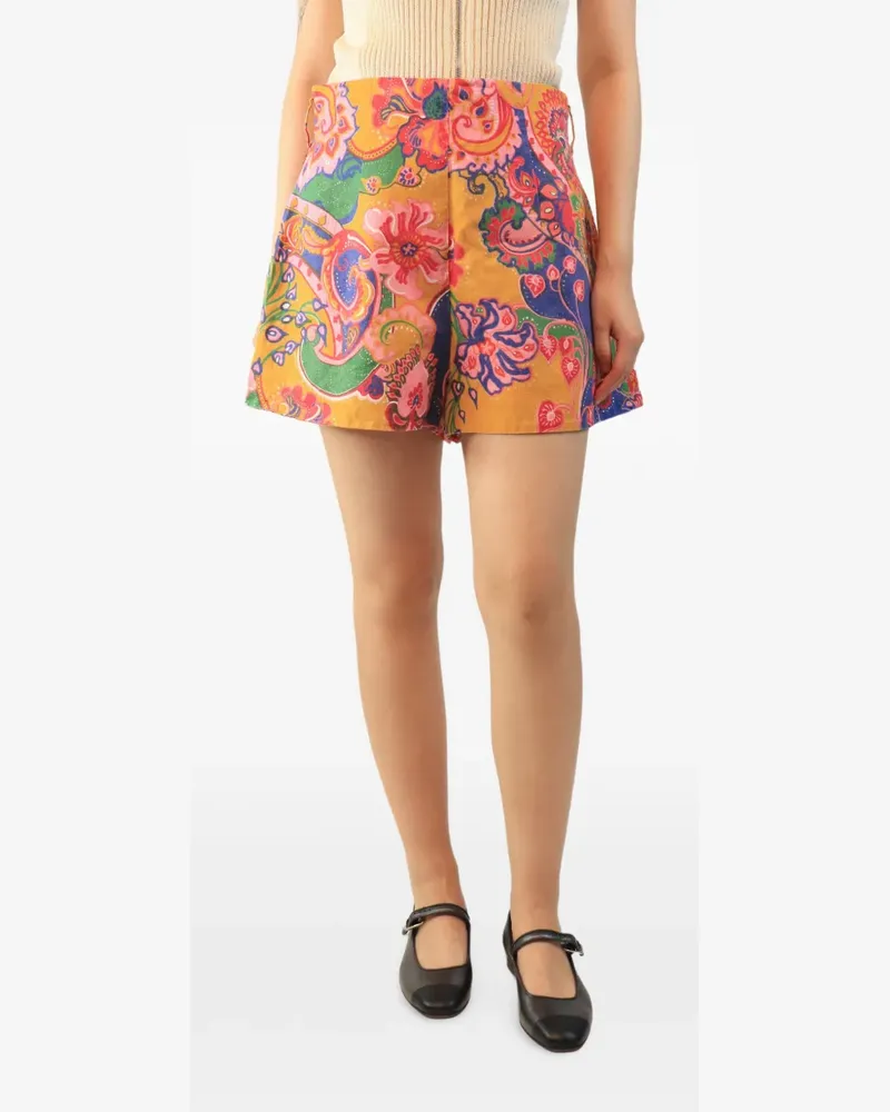 Zimmermann Kurze Shorts mit Blumenprint - Orange Orange