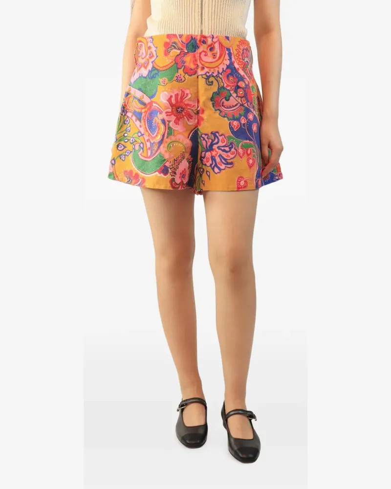Zimmermann floral-print mini shorts - Orange Orange