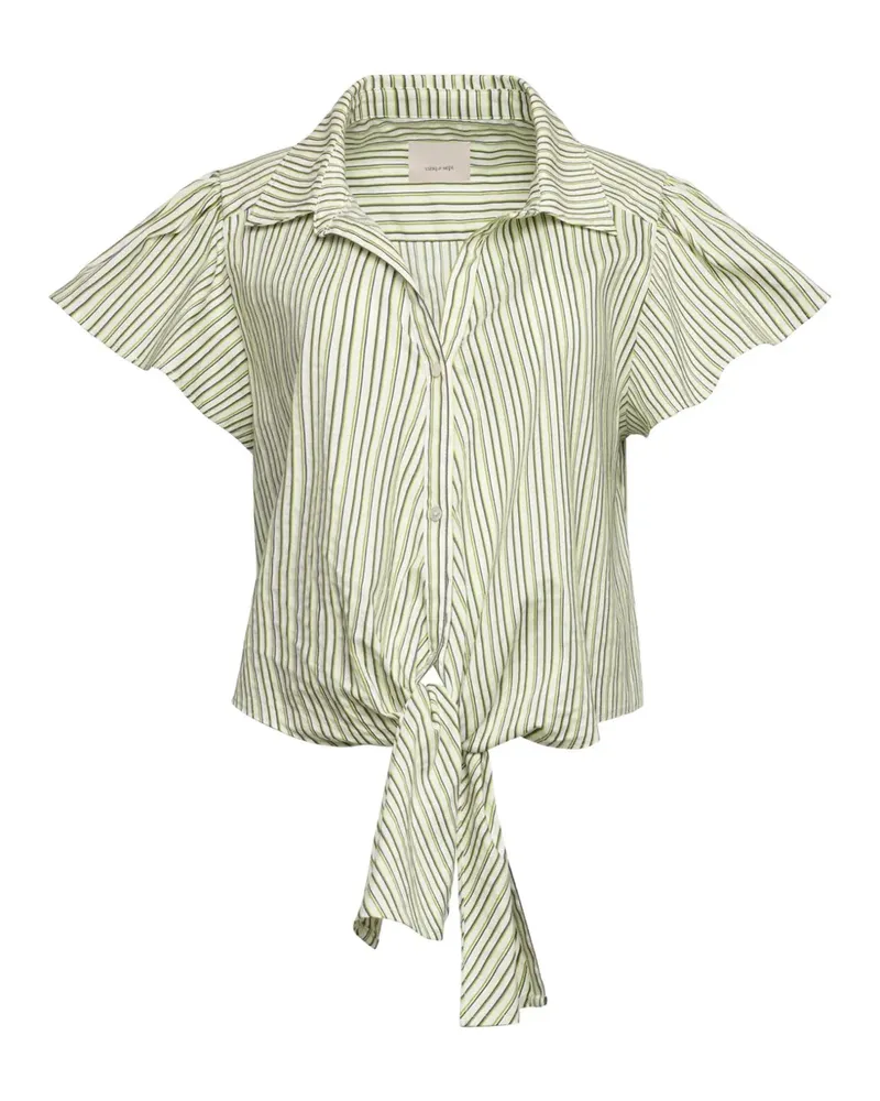 Cinq à Sept striped flutter-sleeve blouse - Weiß Weiß