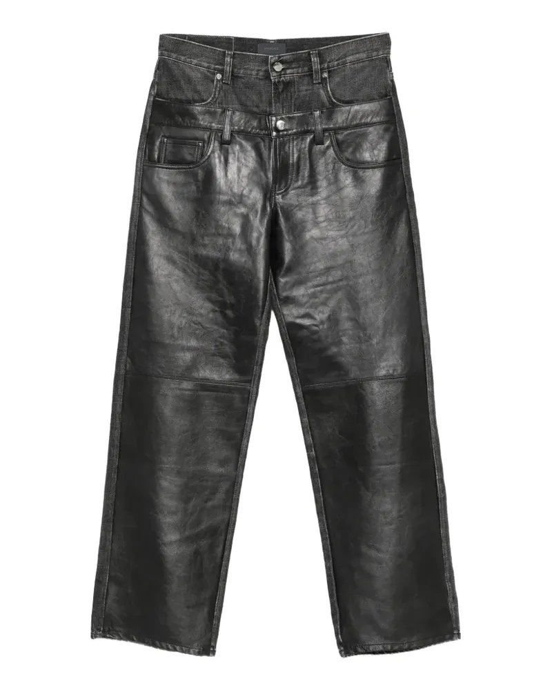 Haikure Jeans mit Lederbesatz - Schwarz Schwarz