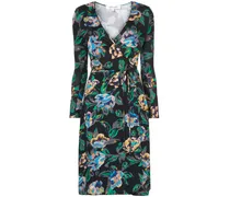 Florales Wickelkleid - Schwarz