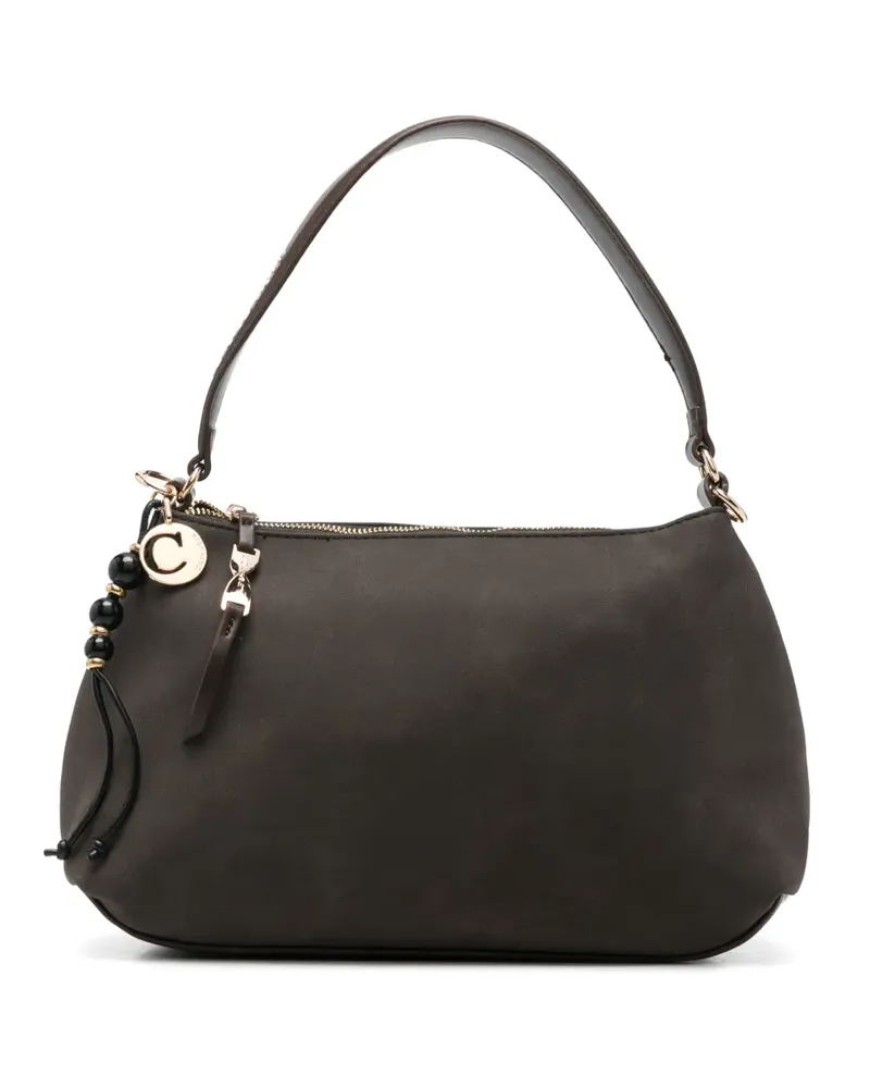 CAFèNOIR  Schultertasche in Wildlederoptik mit Nieten - Braun Braun
