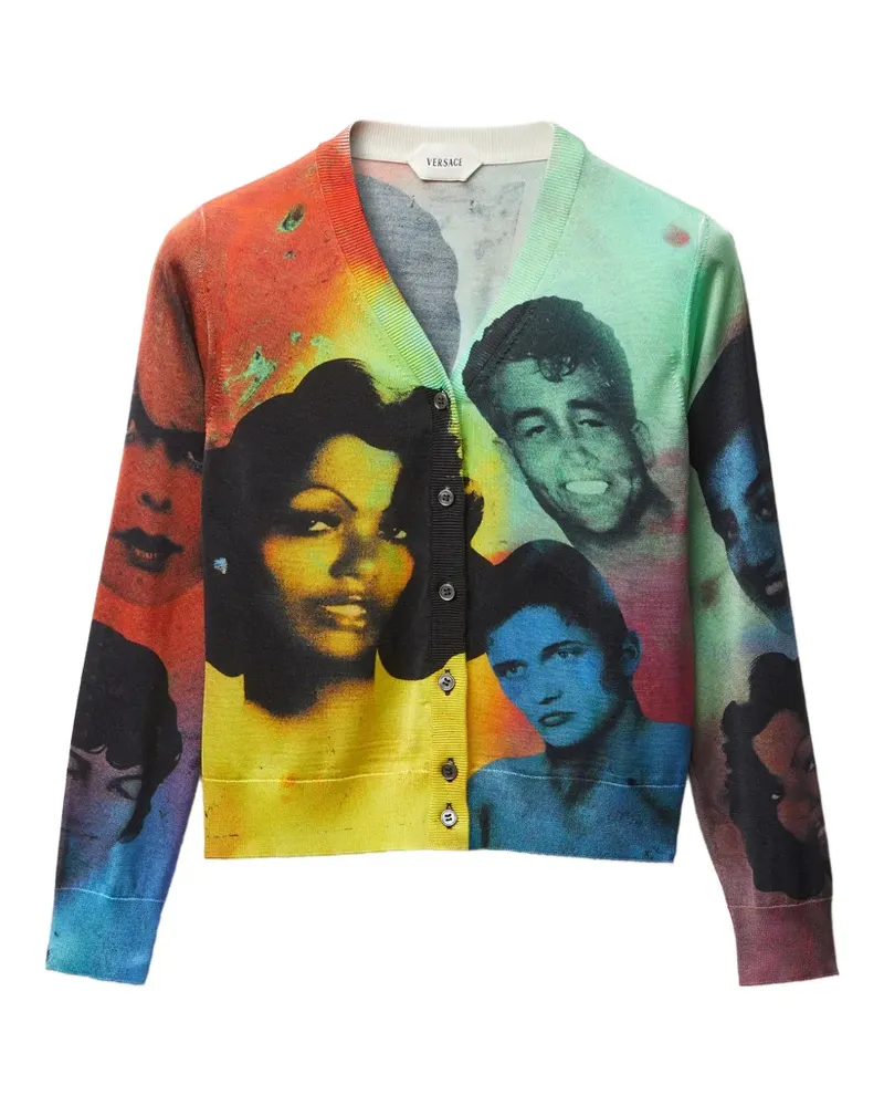 Versace Cardigan mit Porträt-Print - Schwarz Schwarz