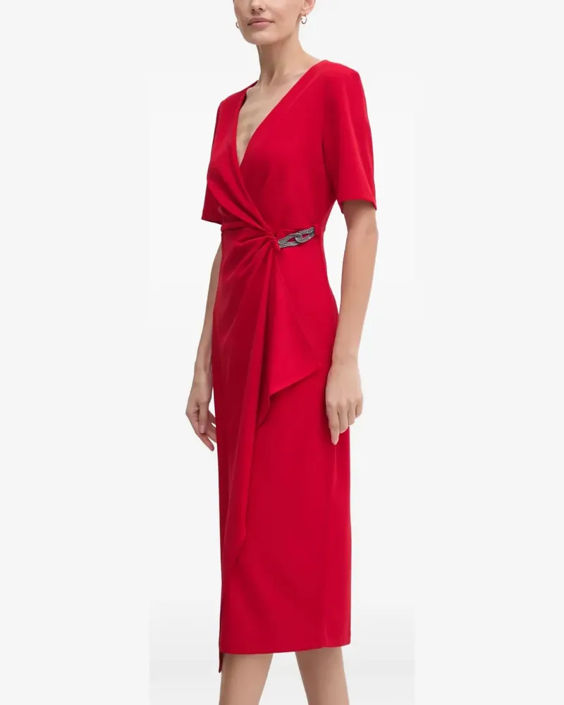 DKNY Kurzärmeliges Midikleid mit Knoten - Rot Rot