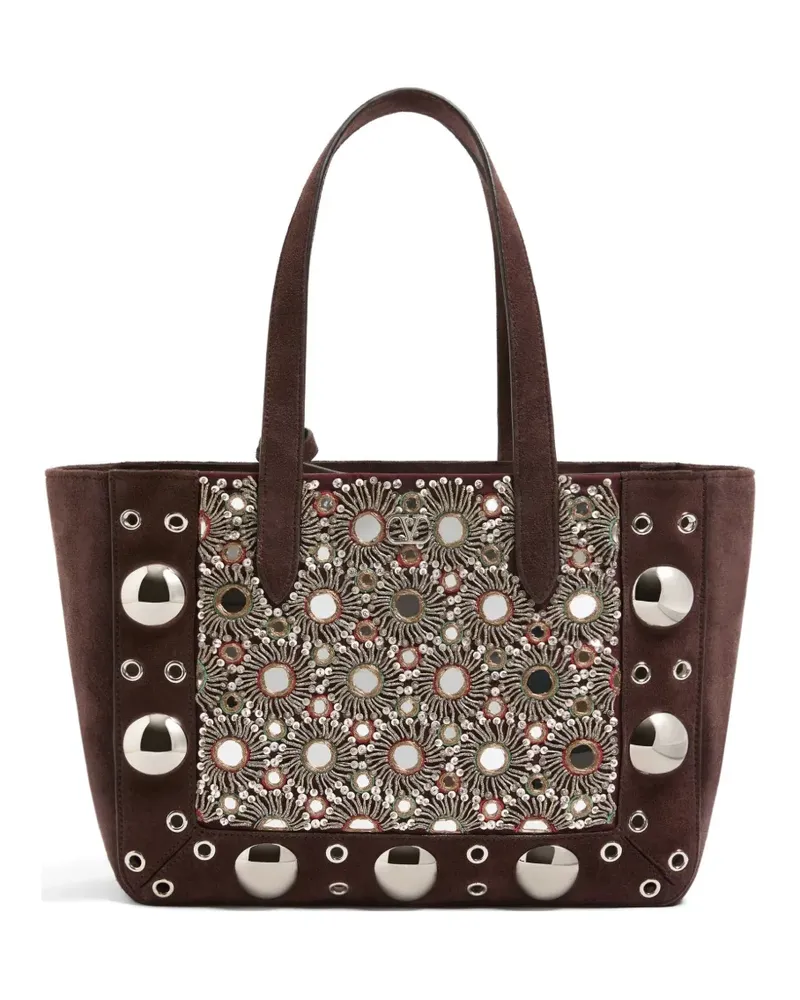 Valentino Garavani Mittelgroße Nellcôte Tote Bag mit Stickerei - Braun Braun