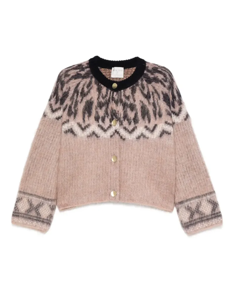 forte_forte Gemusterter Cardigan - Rosa Rosa