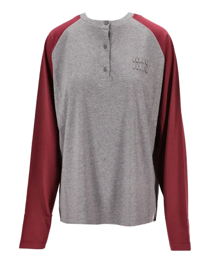 Miu Miu buttoned jersey long-sleeved T-shirt - Grau Grau
