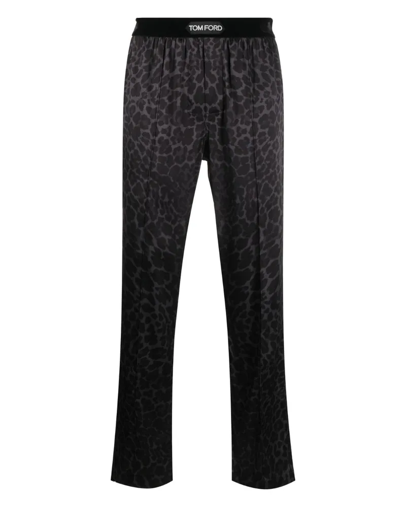 Tom Ford Hose mit Leoparden-Print - Schwarz Schwarz