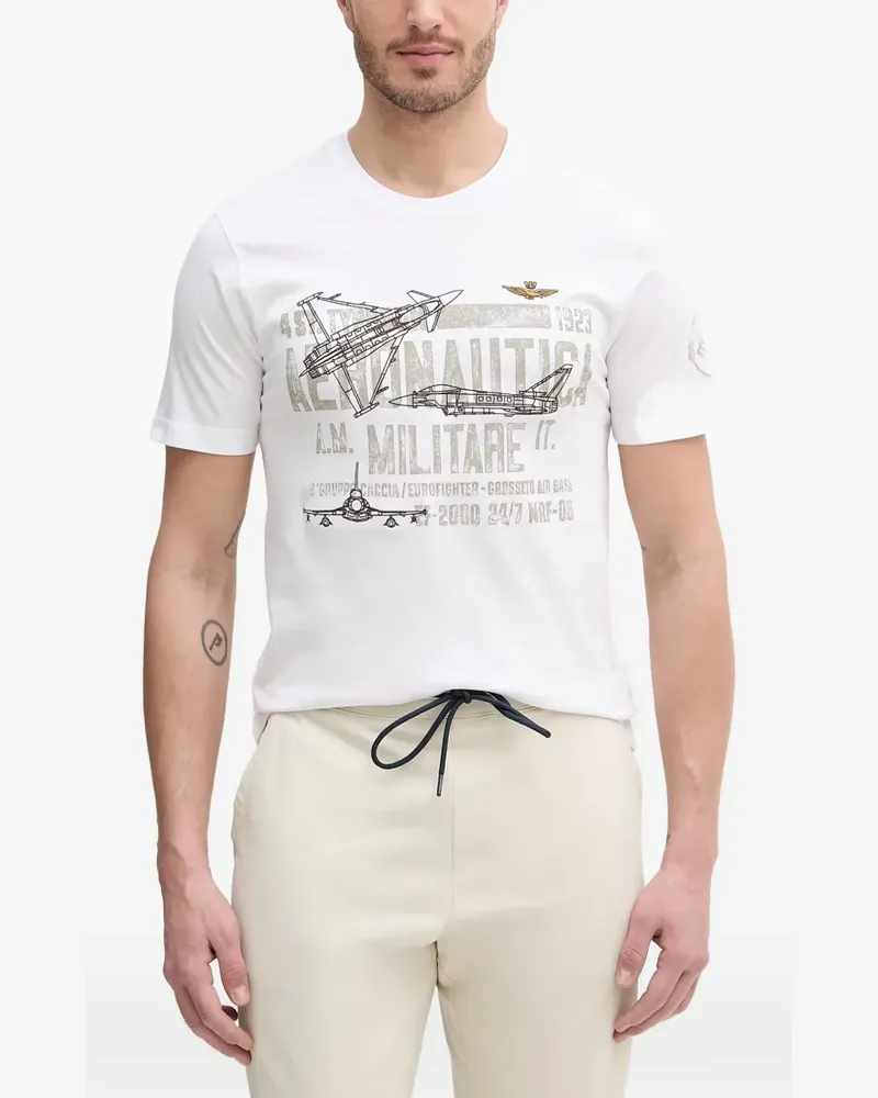 Aeronautica Militare T-Shirt mit grafischem Print - Weiß Weiß
