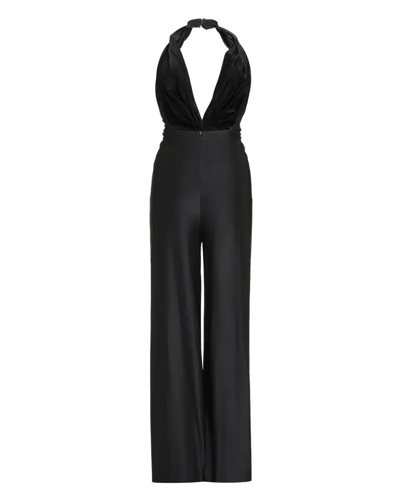 COSTARELLOS Rückenfreier Jumpsuit mit Raffungen - Schwarz Schwarz