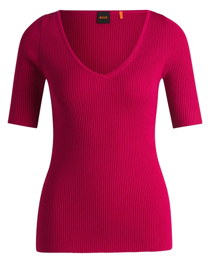 HUGO BOSS Geripptes T-Shirt - Rosa Rosa