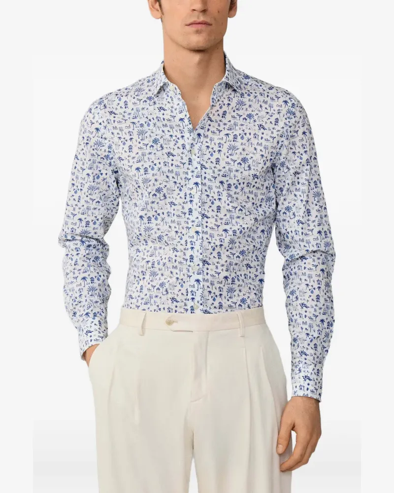 Hackett Kent Hemd mit Insel-Print - Weiß Weiß