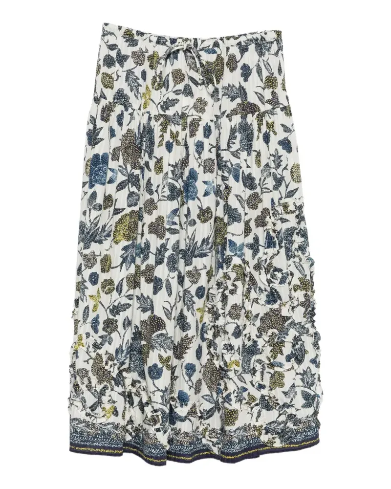 Ulla Johnson Alexandra Midirock mit Blumenprint - Weiß Weiß