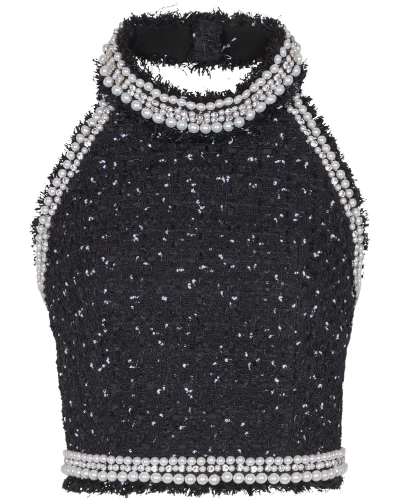 Balmain Neckholder-Top aus Tweed - Schwarz Schwarz