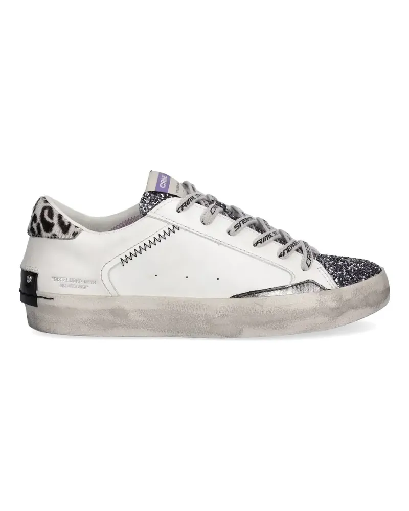 Crime Sneakers mit Leoparden-Print im Glitter-Look - Weiß Weiß