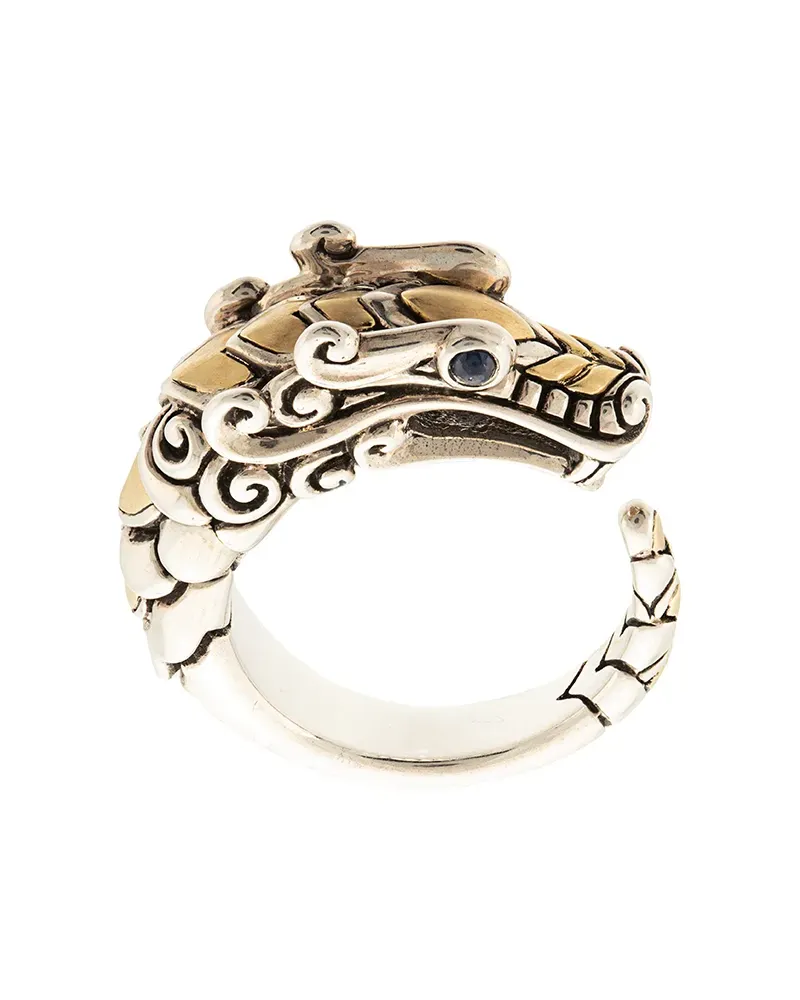 John Hardy 18kt 'Legends Naga' Gelbgold-und Sterlingsilberring Silber
