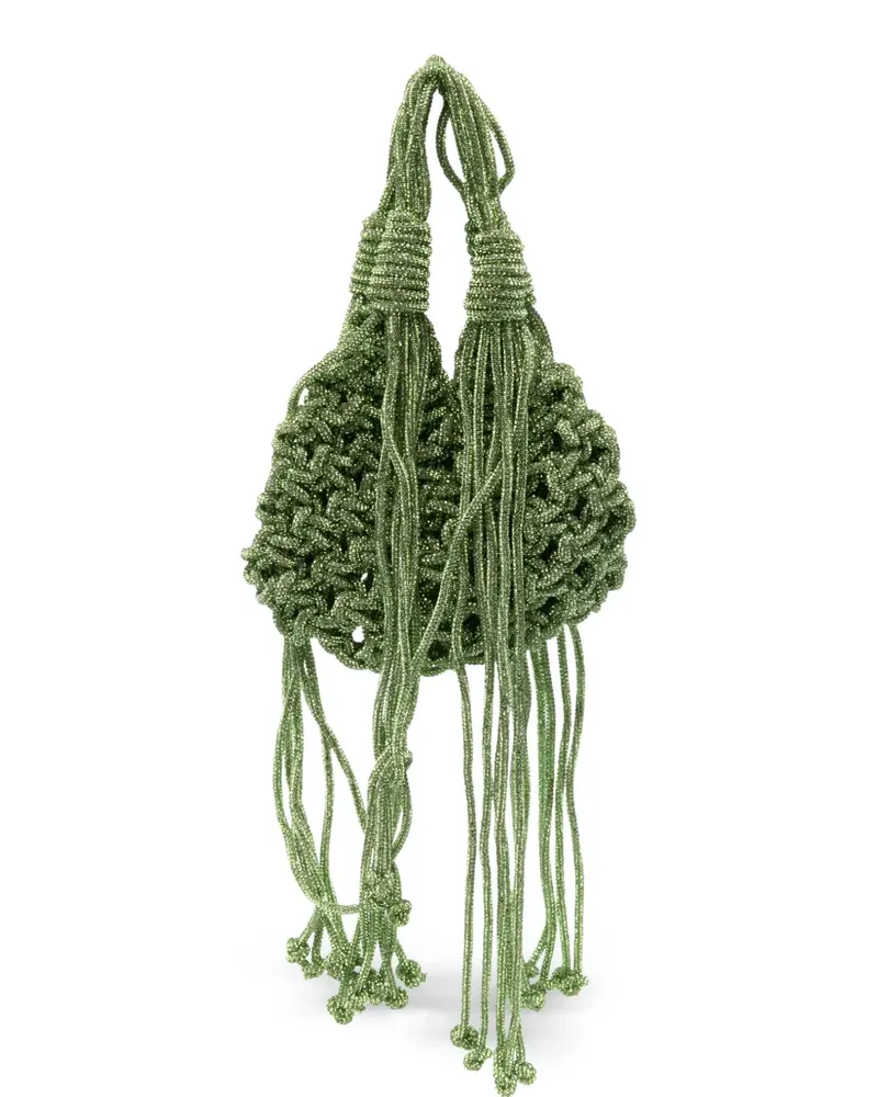 HIBOURAMA Mini Vannique Tote Bag mit Fransen - Grün Grün