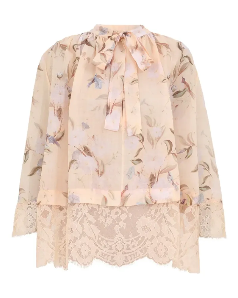 Zimmermann Cascadian Bluse mit Spitzenbesatz - Nude Nude