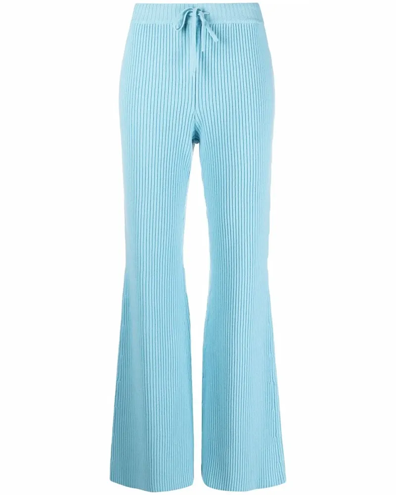 Alberta Ferretti Schlaghose aus geripptem Strick - Blau Blau