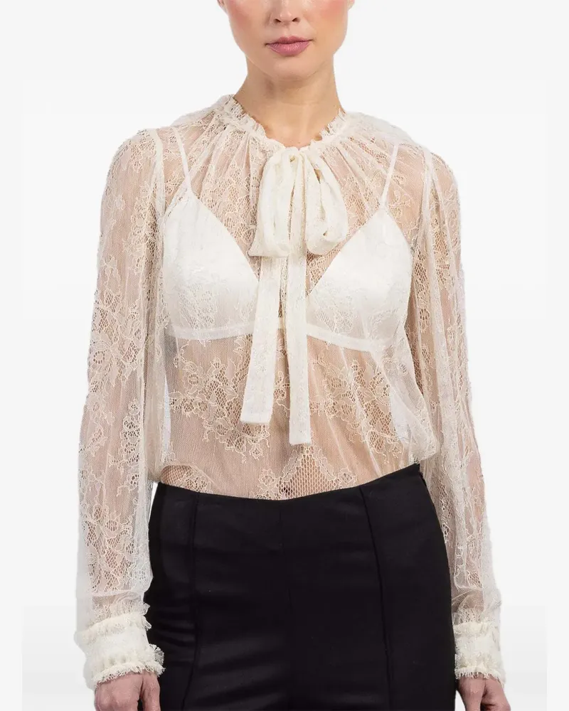 Ulla Johnson Iliana lace tie-detail blouse - Nude Nude