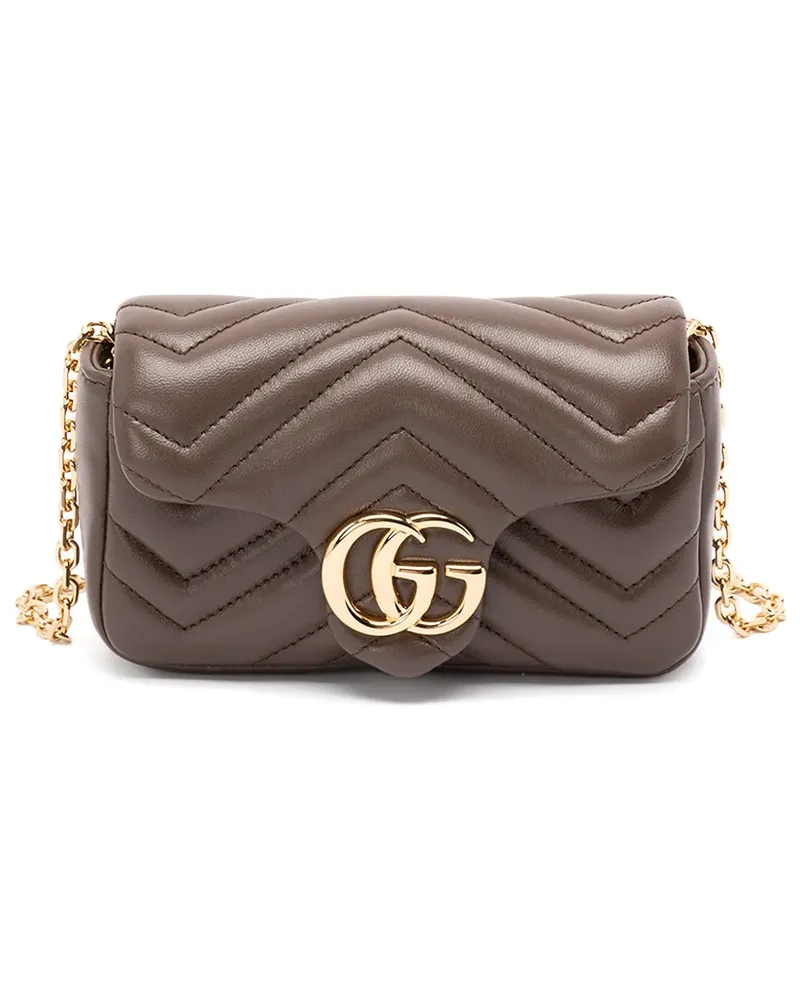Gucci Mini Marmont Schultertasche mit GG-Logo - Braun Braun
