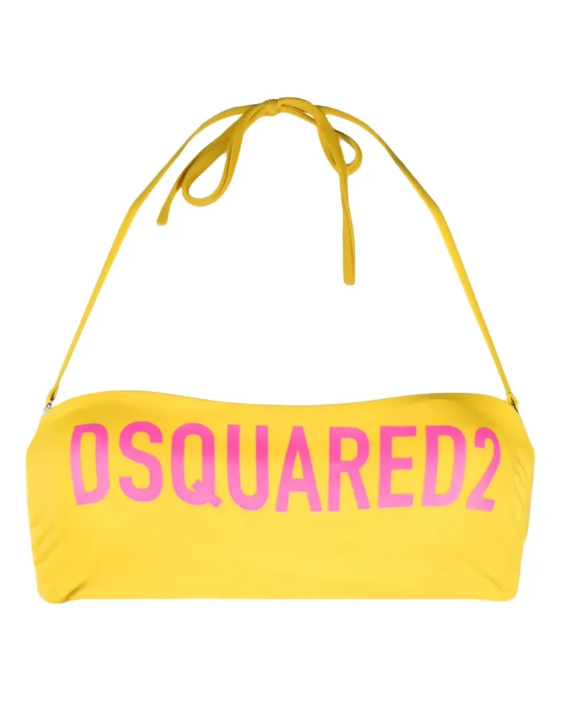 Dsquared2 Bikinioberteil mit Logo-Print - Gelb Gelb