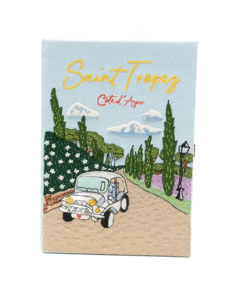 Olympia Le-Tan Saint-Tropez embroidered clutch bag - Blau Blau