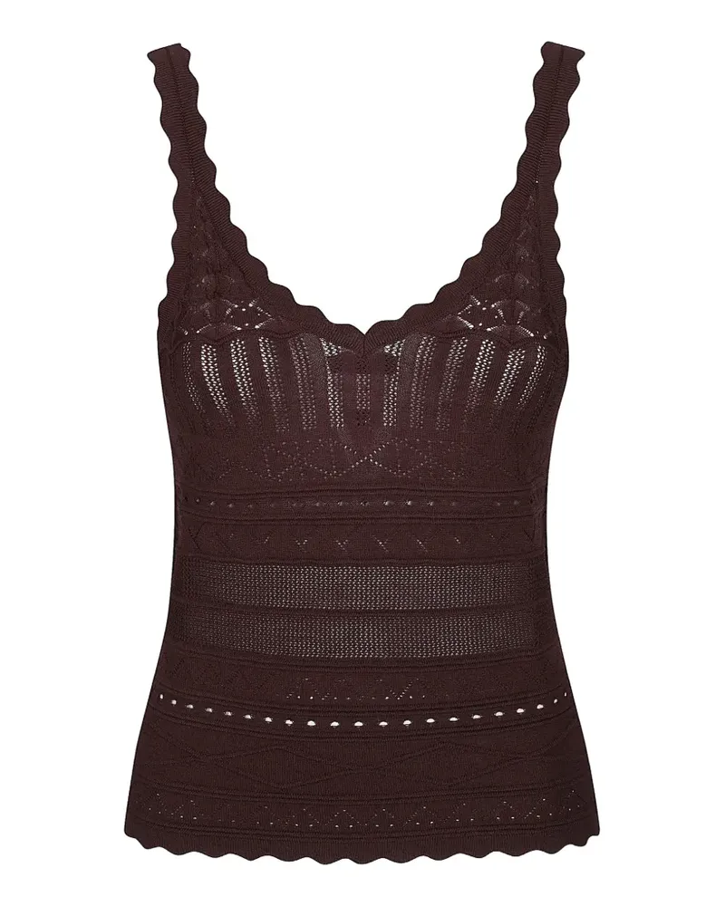 Ermanno Scervino pointelle-knit scalloped-edge top - Braun Braun