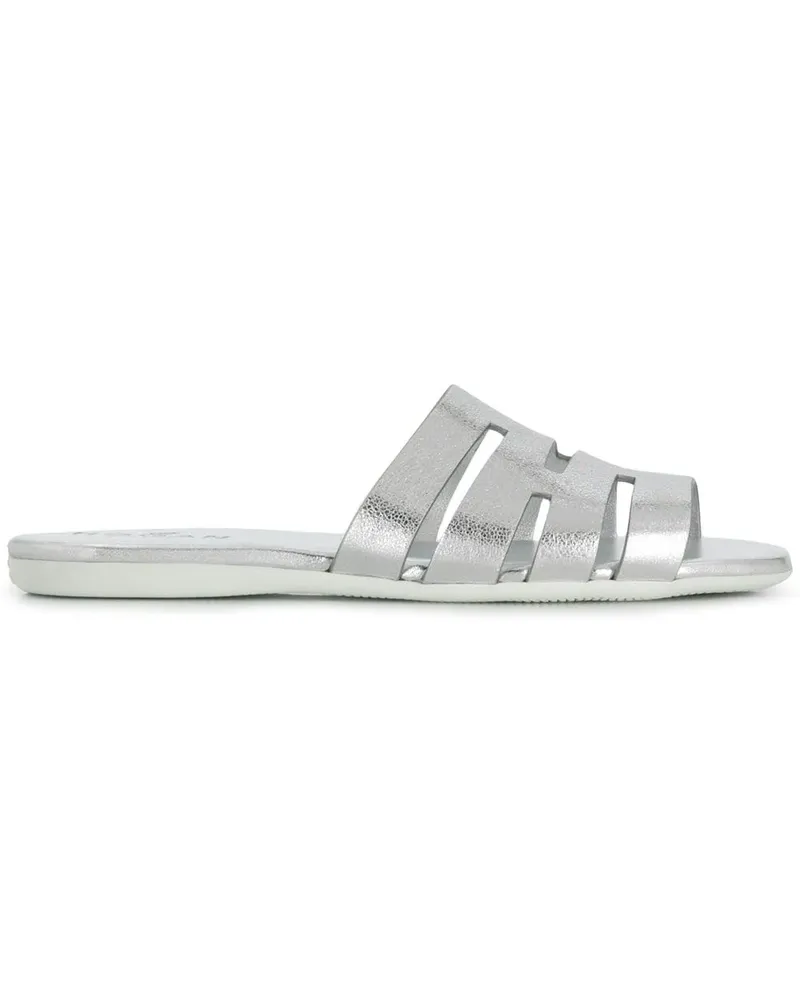 Hogan Flache Metallic-Sandalen - Silber Silber