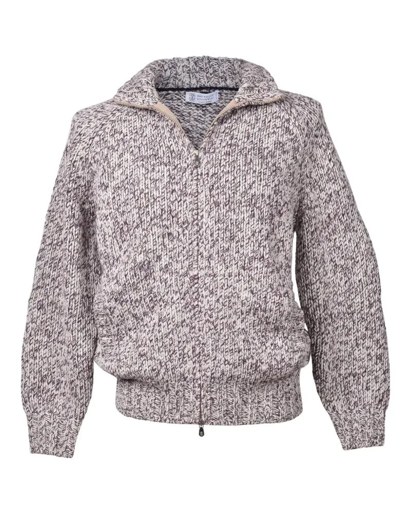 Brunello Cucinelli chunky-knit zip-up sweater - Nude Nude