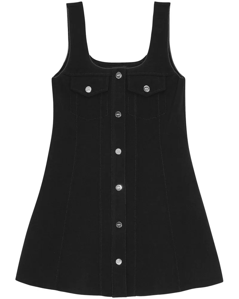 Ganni Midikleid mit Druckknopfverschluss - Schwarz Schwarz