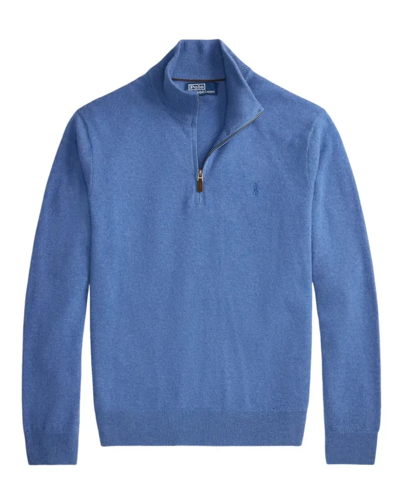 Ralph Lauren Bestickter Pullover mit Viertelreißverschluss - Blau Blau