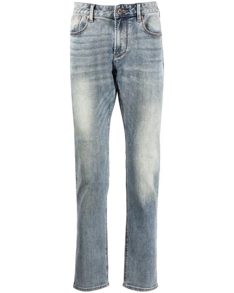 Emporio Armani Slim-Fit-Jeans mit Logo-Schild - Blau Blau