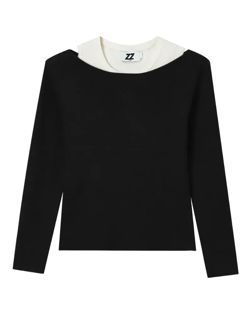 Izzue layered-design long-sleeves T-shirt - Schwarz Schwarz