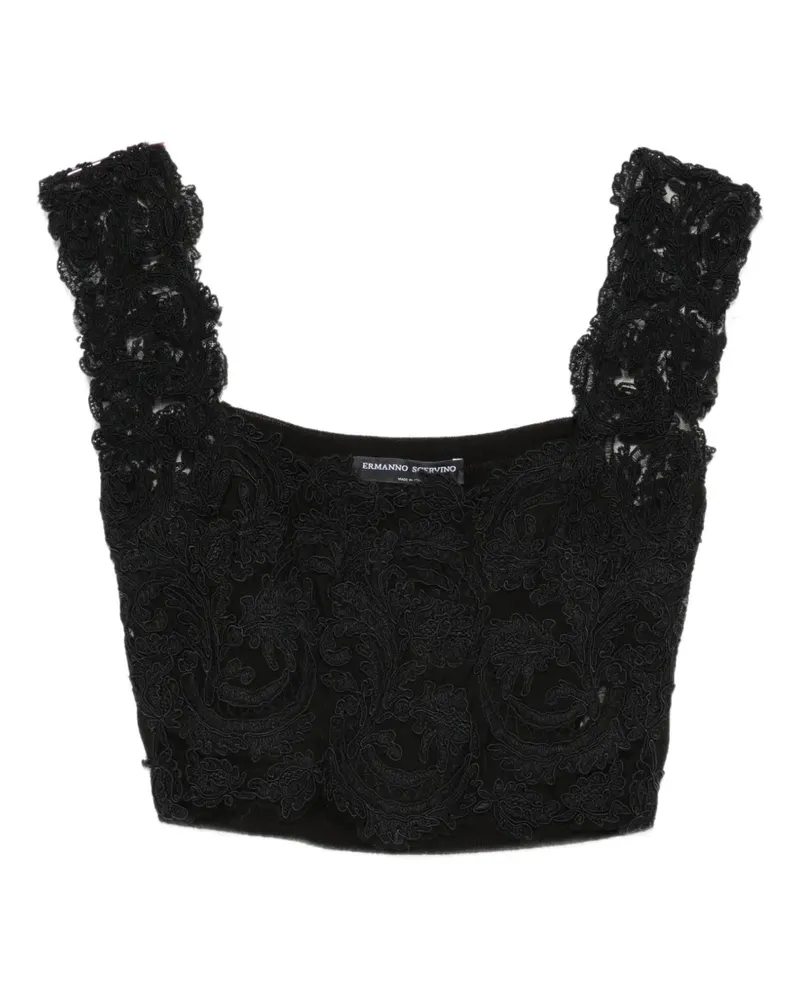 Ermanno Scervino Oberteil mit Spitze-Overlay - Schwarz Schwarz