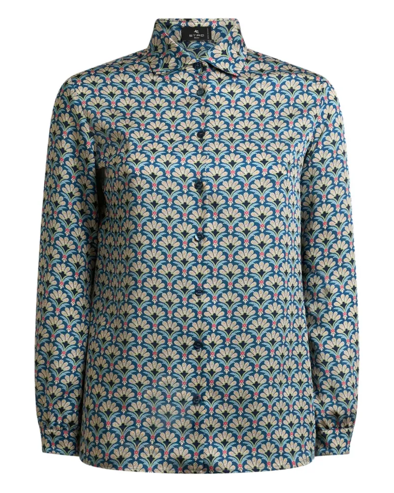 Etro palm-motif shirt - Blau Blau