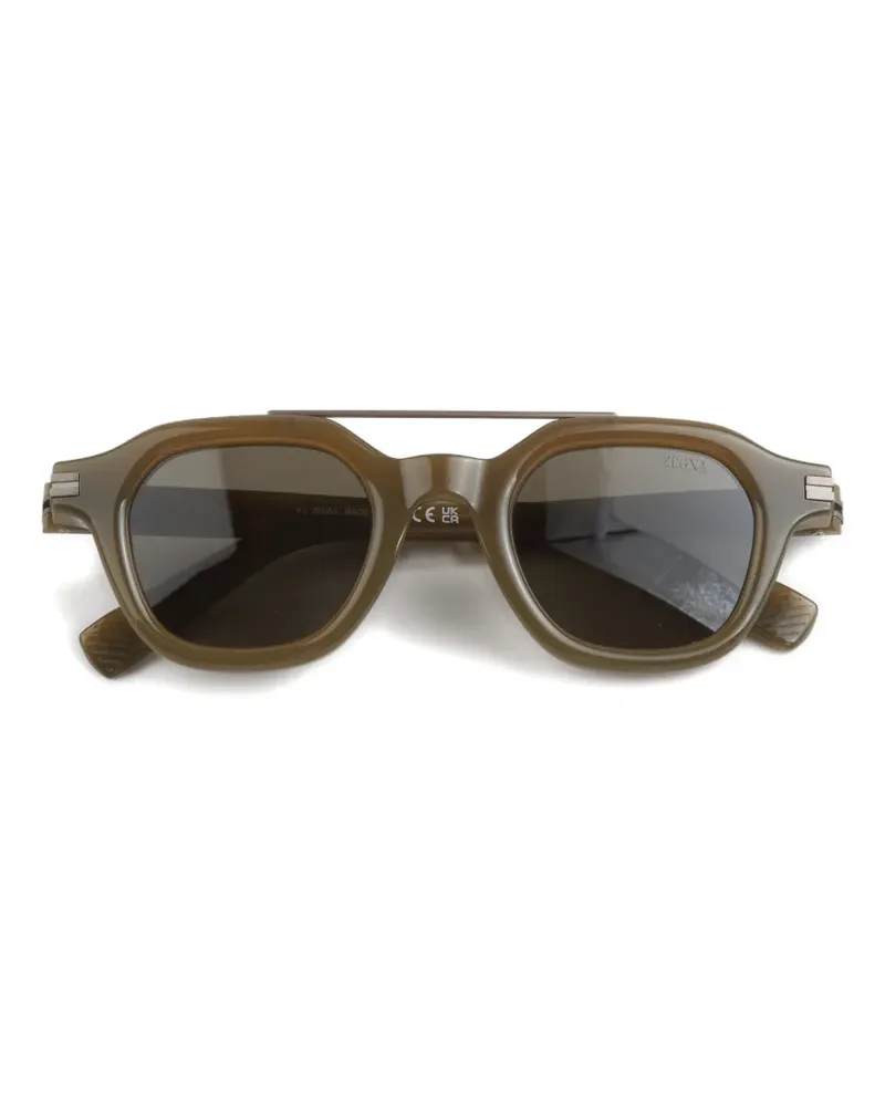 Ermenegildo Zegna double-bridge round-frame sunglasses - Grün Grün