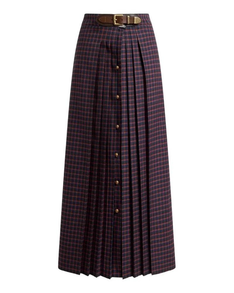 Etro Maxirock aus Wolle mit Falten und Karomuster - Blau Blau