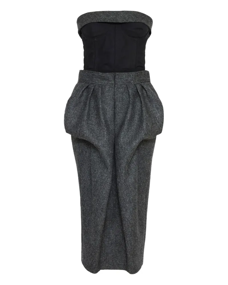 Maison Margiela Schulterfreies Midikleid mit Bubble-Taille - Grau Grau