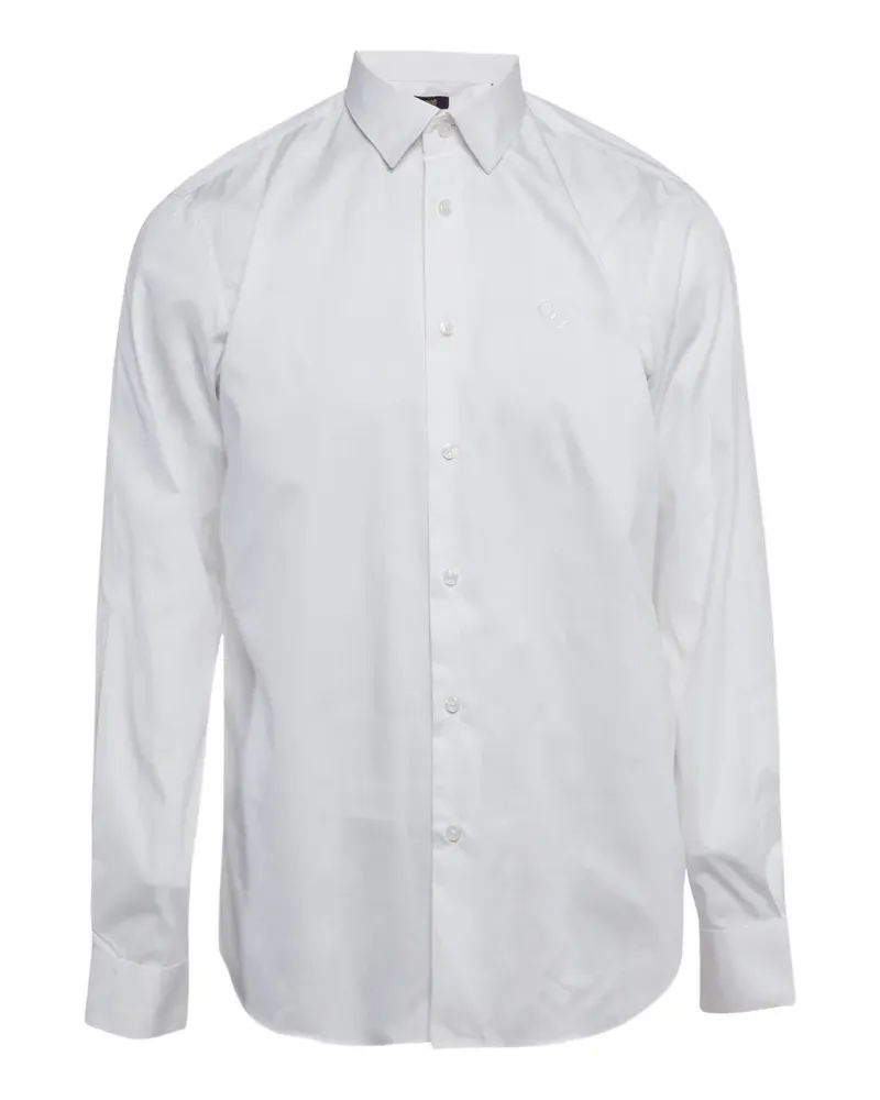 Roberto Cavalli embroidered logo long-sleeve shirt - Weiß Weiß