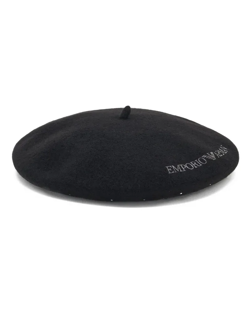 Emporio Armani Baskenmütze mit Logo-Stickerei - Schwarz Schwarz