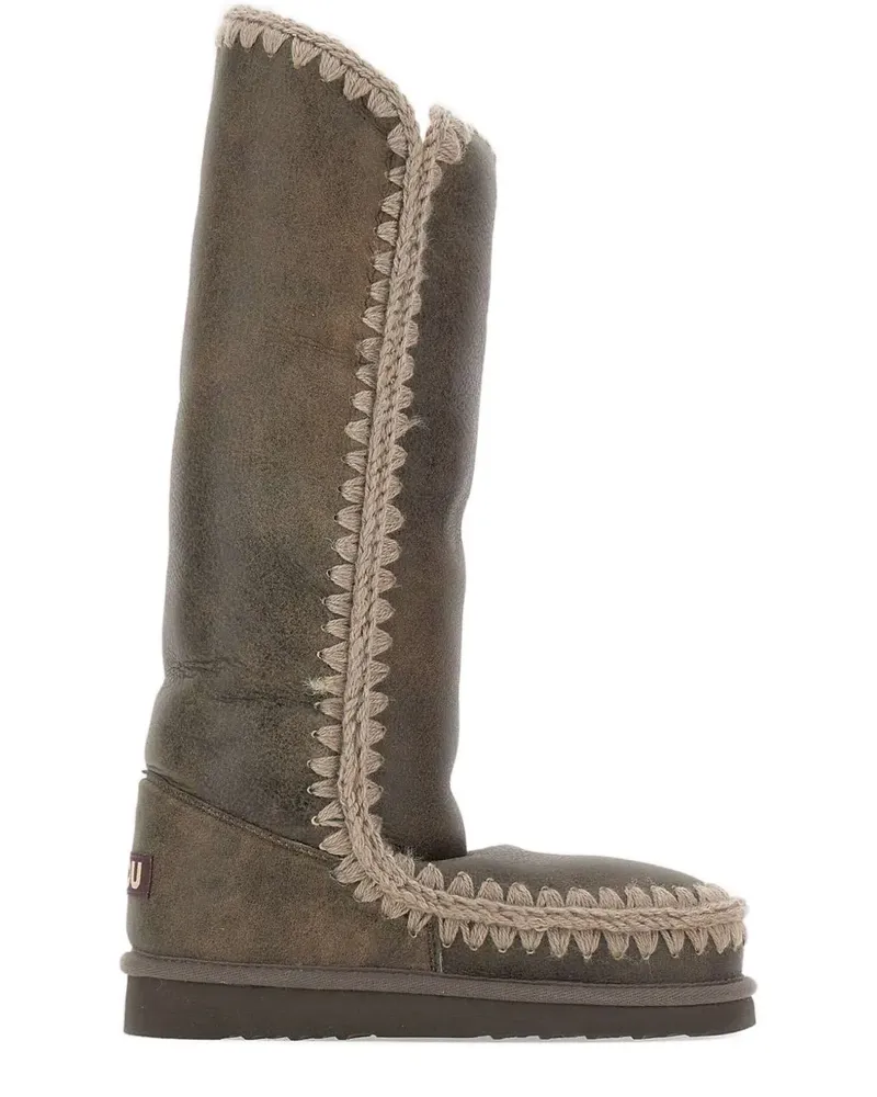 Mou Stiefel mit gehäkeltem Detail 40mm - Braun Braun