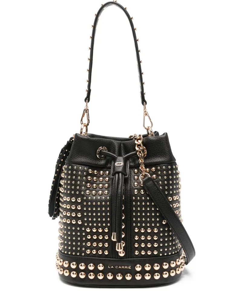 LA CARRIE Planet studded tassel bucket bag - Schwarz Schwarz