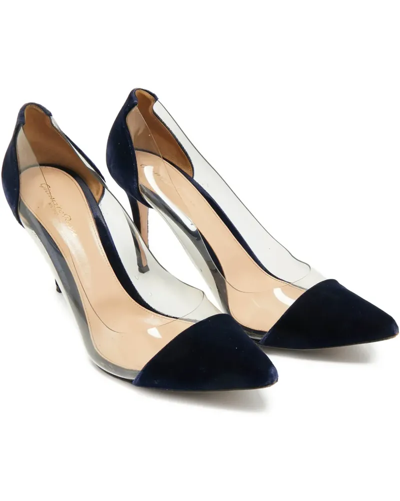 Gianvito Rossi Plexi Pumps aus Samt - Weiß Weiß