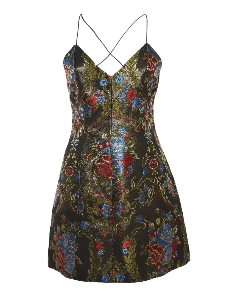 Alice + Olivia floral-jacquard strappy mini dress - Schwarz Schwarz