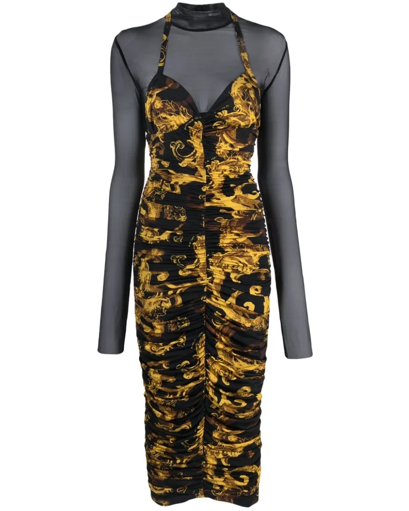 Versace Jeans Midikleid mit Print Schwarz